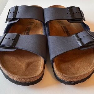 Birkenstock Navy Blue Sandals with Black Buckles